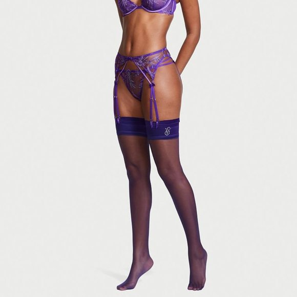 Just In VS M/L VERY SEXY Starstruck Garter Belt Bright Violet Sexy Lingerie NWT - Picture 7 of 11